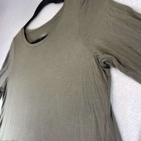 LOGO Lori Goldstein Womens 1X Khaki Green Lace Pockets Shirt Long Sleeves - Picture 2 of 10